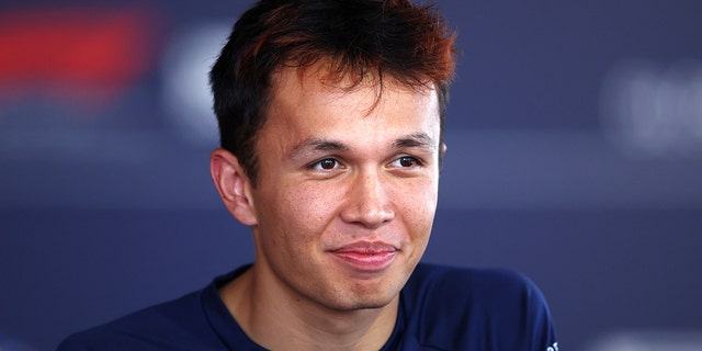 Alex Albon talks to the media ahead of the F1 Italian Grand Prix at Autodromo Nazionale Monza on Sept. 8, 2022, in Monza, Italy.