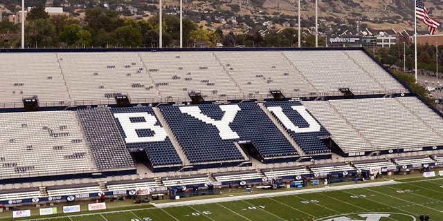 General view of LaVell Edwards Stadium prior to the game between the Utah Utes and the Brigham Young Cougars on Sept. 9, 2017 in Provo, Utah.