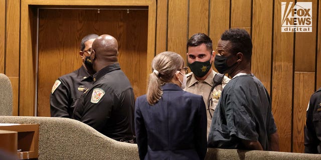 Murder suspect Cleotha Abston Henderson confers with defense attorner Jennifer Case in court at Shelby County Criminal Justice Center in Memphis Tennessee, Wednesday, September 7, 2022. He has been ordered held without bond by Judge Louis Montesi.