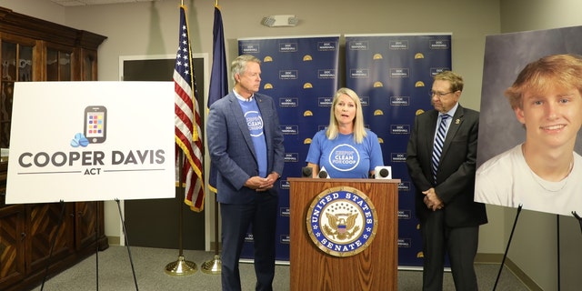 Libby Davis and Kansas Sen. Roger Marshall announce the Cooper Davis Act.