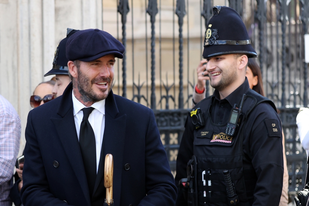 Former English football player David Beckham visits Queen Elizabeth II's coffin 