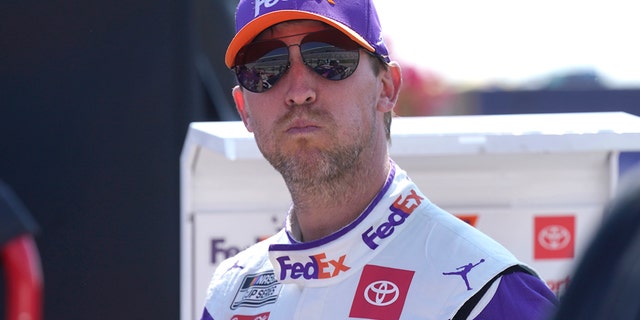 Denny Hamlin prepares to drive during practice for the NASCAR Cup Series auto race at Texas Motor Speedway in Fort Worth, Texas, on Sept. 24, 2022.