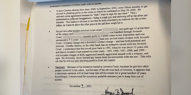 Kemper Durand's 2001 victim impact statement after Cleotha Abston-Henderson kidnapped him at gunpoint and forced him to withdraw cash from multiple ATMs.