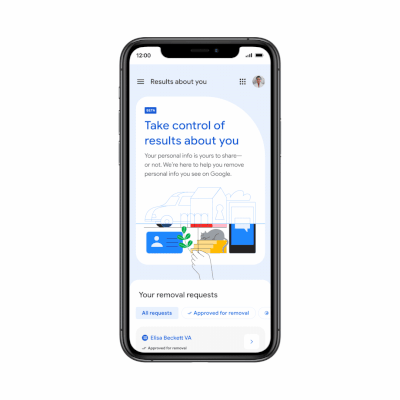 Animated gif showing the remove result process in the Google app.