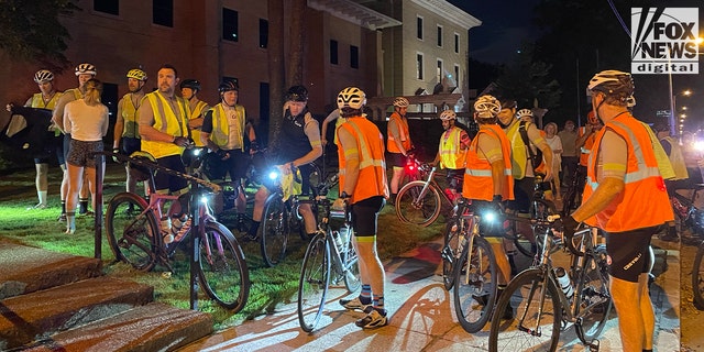 A group of cyclists turn out to the run for Eliza Fletcher Friday morning. Many of them are friends with her husband, Richie, who is also a rider.