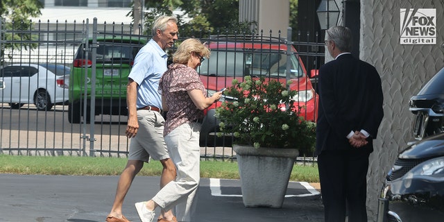 Eliza Fletcher's father, James Beasley Wellford along with other family members arrives to the Canale Funeral Directors building in Memphis, Tennessee, September 7, 2022.