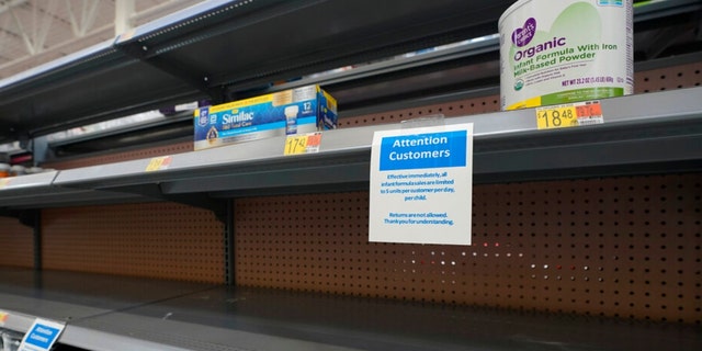 Shelves typically stocked with baby formula sit mostly empty at a store in San Antonio, Texas, May 10, 2022.