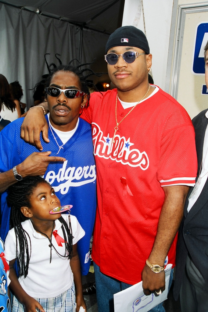 Coolio and LL Cool J are spotted together during the 1996 Nickelodeon Big Help in Santa Monica, Calif.