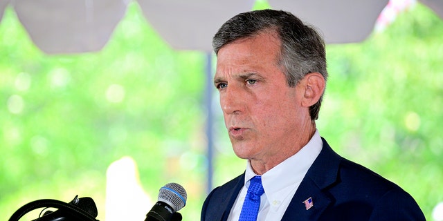 Delaware Gov. John C Carney Jr. speaks at the Delaware Memorial Day Ceremony, in New Castle on May 30, 2019. 