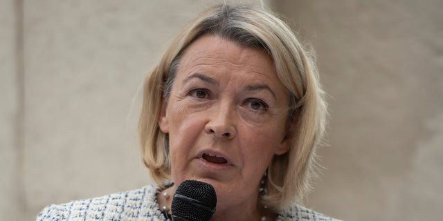 Barbara Keeley speaks in Old Palace Yard in Westminster, London, on World Suicide Prevention Day. 