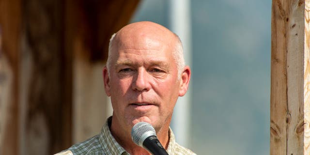 Montana Gov. Greg Gianforte speaks at a ceremony on June 24, 2021. 