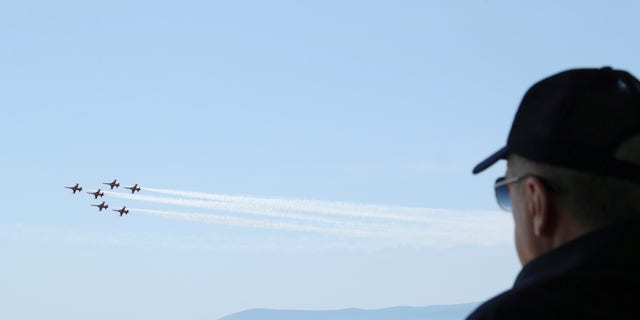 Turkish President Recep Tayyip Erdogan observes a military exercise in Izmir, Turkey, on June 9, 2022. President Erdogan observed the final day of a large-scale joint military exercise in Turkey's western Izmir province on Thursday. 