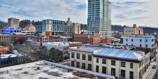 Skyline of downtown Asheville, North Carolina.