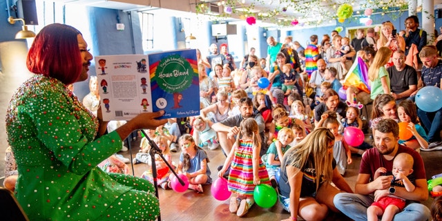 "Drag Queen Storytime" events have grown in popularity in recent years, as seen here in Manchester, England in 2021.