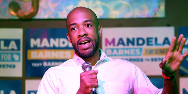 Wisconsin Lieutenant Governor Mandela Barnes, the Democratic nominee for the U.S. Senate, speaks during a campaign event at The Wicked Hop on Aug. 07, 2022 in Milwaukee.