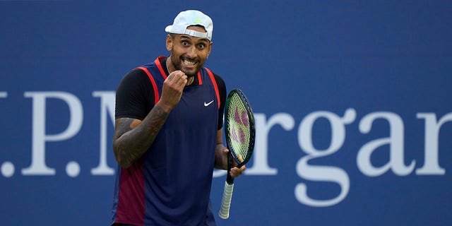 Nick Kyrgios of Australia reacts against Benjamin Bonzi of France during a singles match at the U.S. Open at USTA Billie Jean King National Tennis Center Aug. 31, 2022.