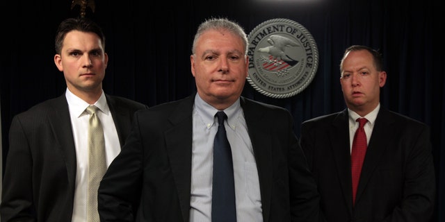 Prosecutors in the James "Whitey" Bulger case photographed at the Moakley Courthouse in Boston, from left to right, Zachary R. Hafer, Fred M. Wyshak Jr. and Brian T. Kelly. 