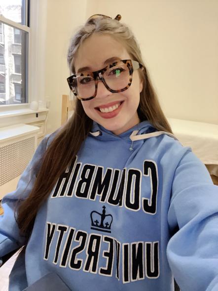 Gianna in her Columbia dorm room Fall 2022