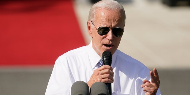 President Biden speaks about the Inflation Reduction Act of 2022 during a ceremony on the South Lawn of the White House in Washington, Tuesday, Sept. 13, 2022.