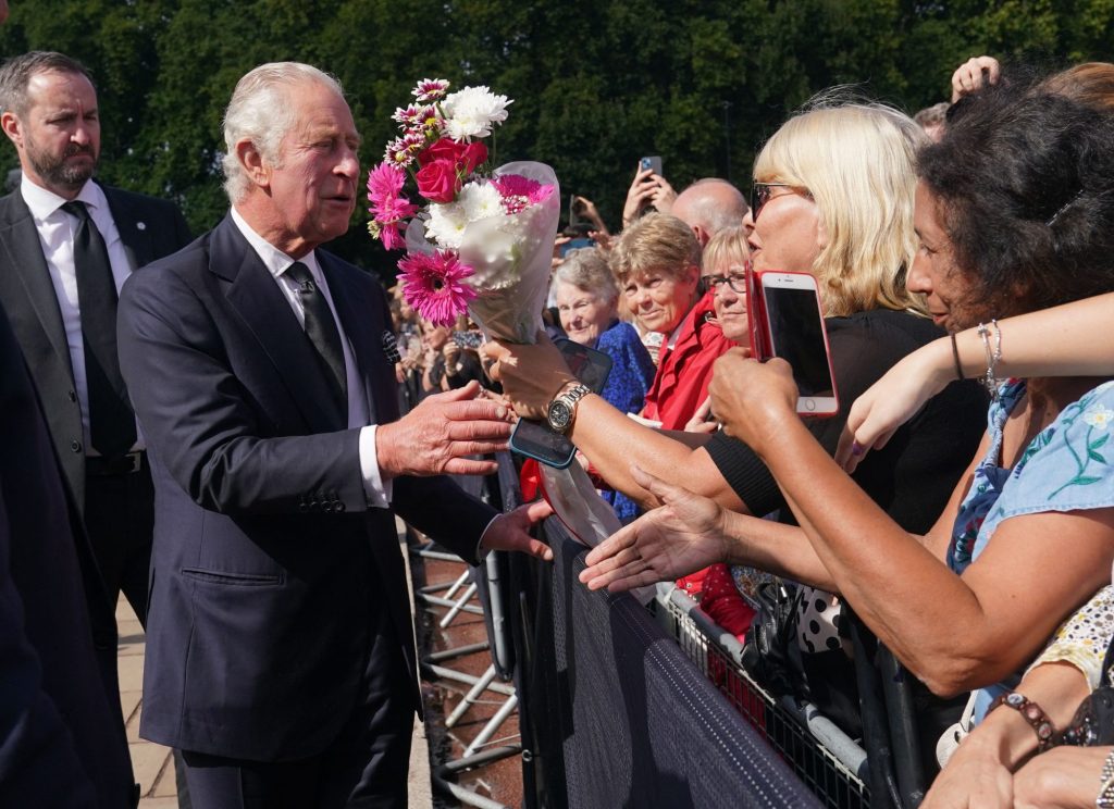 The King made his first public appearance as Monarch on Friday outside Buckingham Palace.