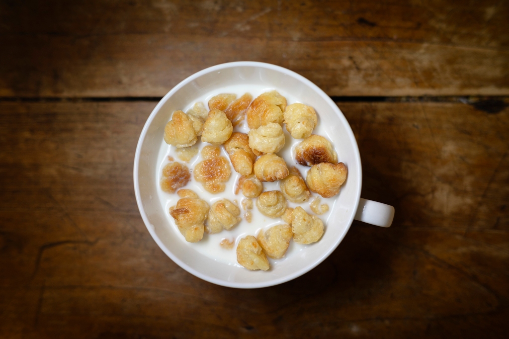 A bowl of the Petite Croissant Cereale. A box sells for $50, and, currently, up to five boxes sell out each morning around 8:30 a.m.