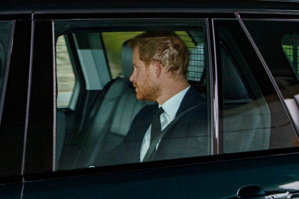 Prince Harry leaves Balmoral Castle after the death of his grandmother Queen Elizabeth ii on September8, 2022.