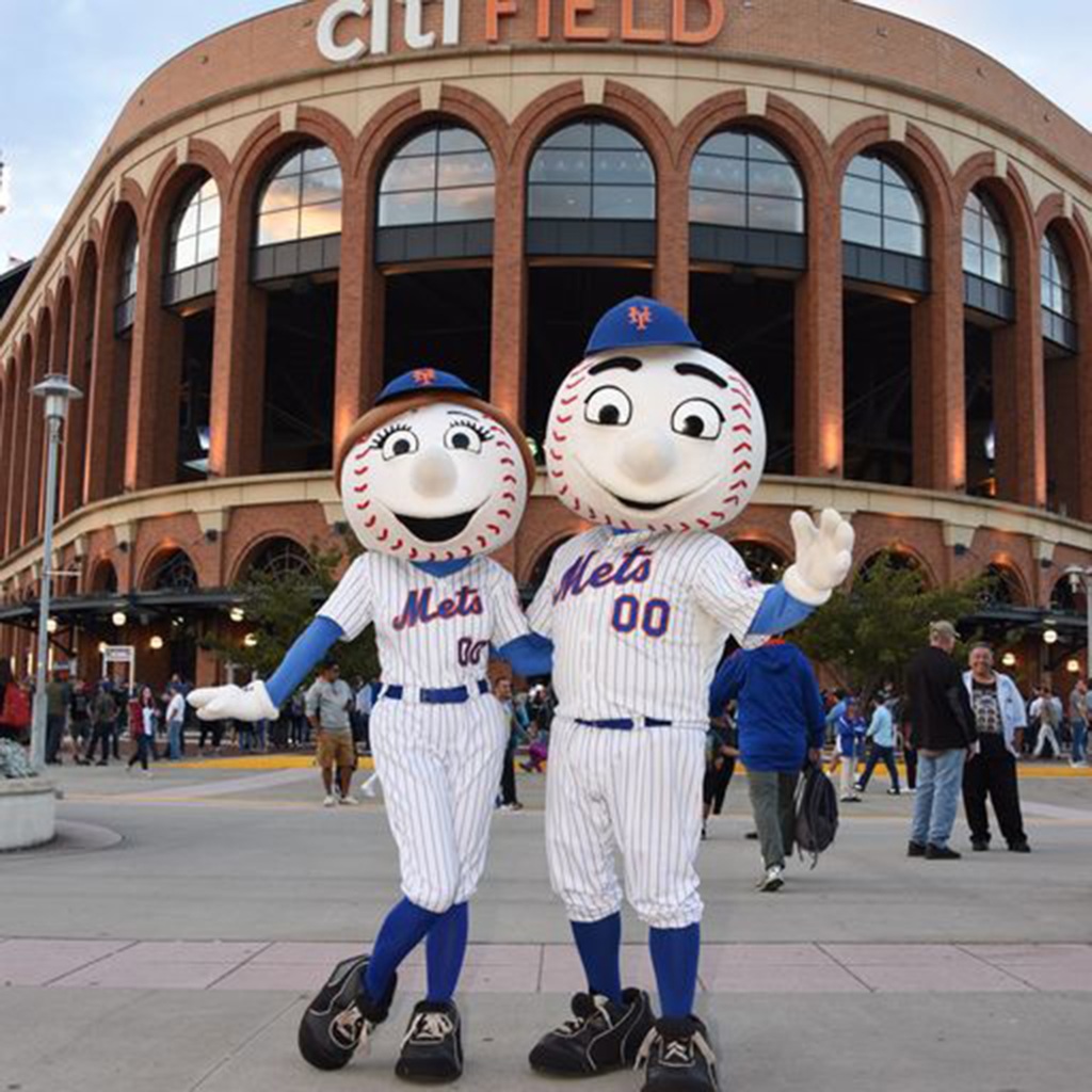 Mr. & Mrs. Met outside of their baseball home at Citi Field in Queens.