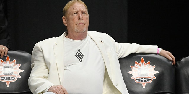 Las Vegas Aces owner Mark Davis watches the team warm up before Game 4 of the WNBA Finals against the Connecticut Sun in Uncasville, Connecticut, on Sept. 18, 2022.