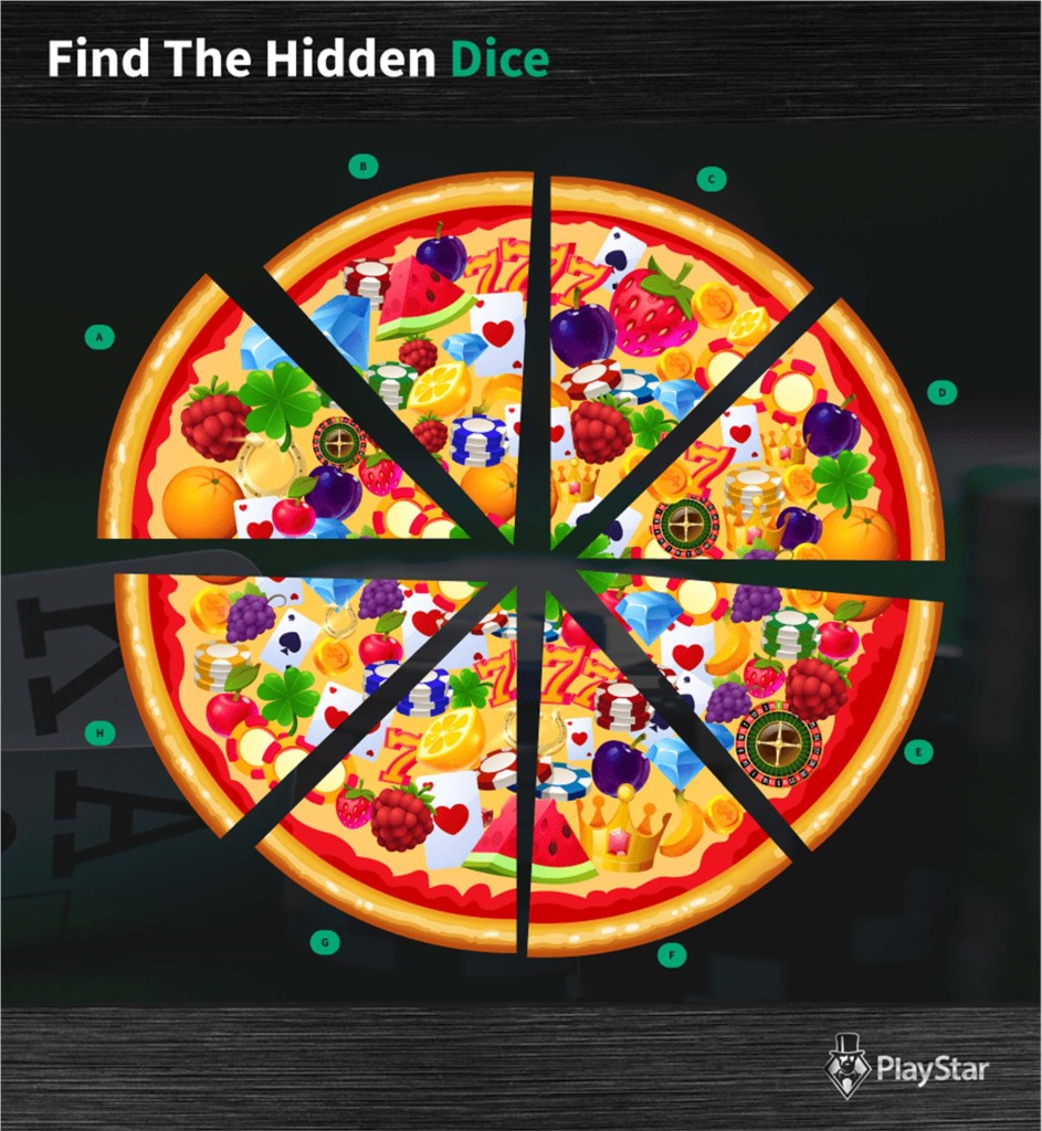 Find the hidden dice on this pizza themed brain teaser. 