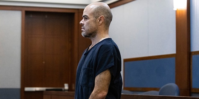 Robert Telles in a Las Vegas courtroom Tuesday Sept. 21, 2022, where he was arraigned for the stabbing death of Jeff German. 