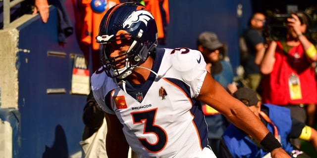 Russell Wilson #3 of the Denver Broncos enters the field before playing against the Seattle Seahawks at Lumen Field on September 12, 2022 in Seattle, Washington.