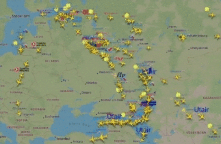 Video shows flights departing Russia after military call-up