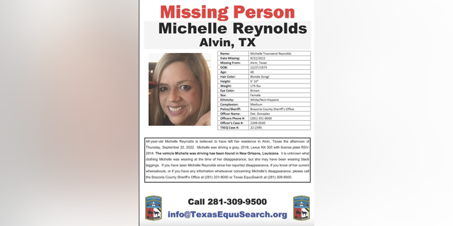 Texas teacher Michelle Reynolds was reported missing Thursday, and her car was found 350 miles away in New Orleans.