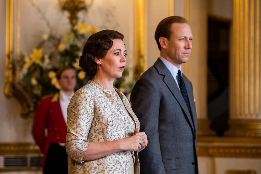 Olivia Colman and Tobias Menzies as Queen Elizabeth II and Prince Philip in season three of "The Crown."
