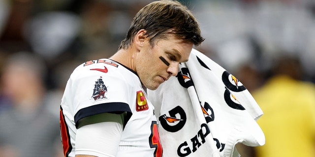 Tom Brady, #12 of the Tampa Bay Buccaneers, warms up prior to playing the New Orleans Saints at Caesars Superdome on Sept. 18, 2022 in New Orleans.