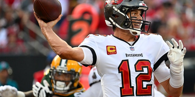 Tampa Bay Buccaneers' Tom Brady throws during the second half of an NFL football game against the Green Bay Packers Sunday, Sept. 25, 2022, in Tampa, Florida.