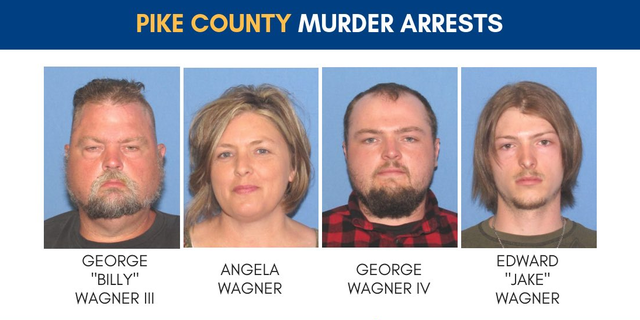 George "Billy" Wagner III, Angela Wagner and sons George Wagner IV and Edward "Jake" Wagner were each charged with eight counts of aggravated murder.