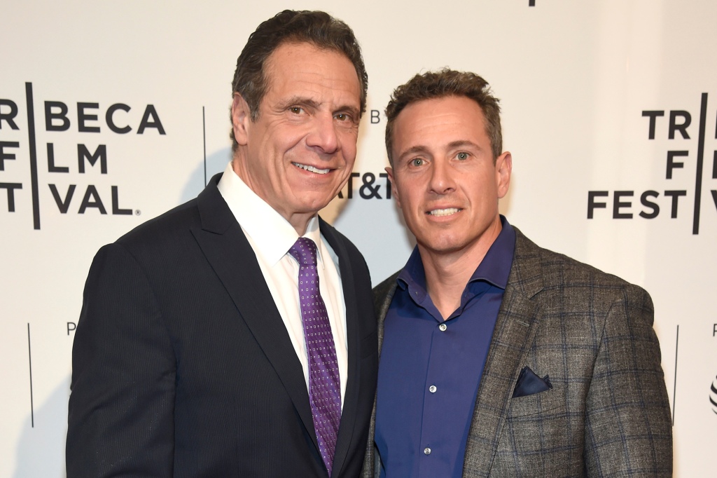 Andrew Cuomo (right) with Chris Cuomo (left) at an HBO documentary premiere.