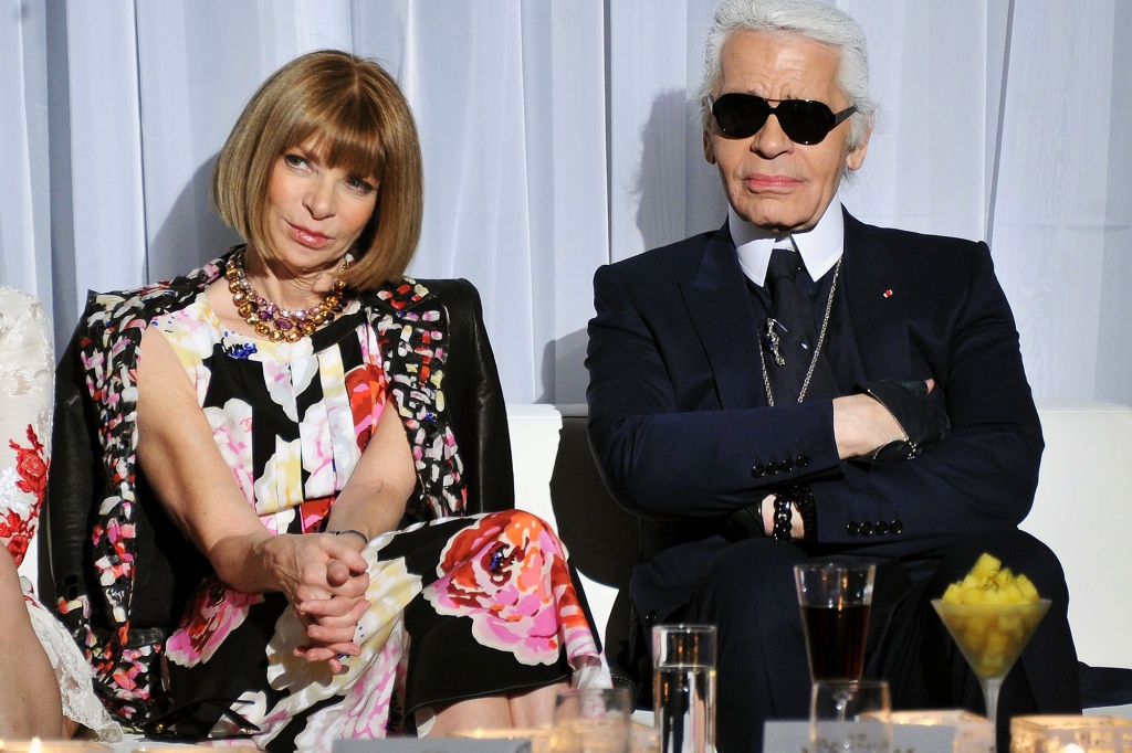 NEW YORK, NY - APRIL 21:  Anna Wintour (L) and Karl Lagerfeld attend the red carpet premiere of the Magnum Ice Cream Film Series during the Tribeca Film Festival at IAC Building on April 21, 2011 in New York City. Created and directed by Lagerfeld and starring Rachel Bilson, the films mark the introduction of globally renowned Magnum ice cream in the United States  (Photo by Stephen Lovekin/Getty Images for Magnum Ice Cream)