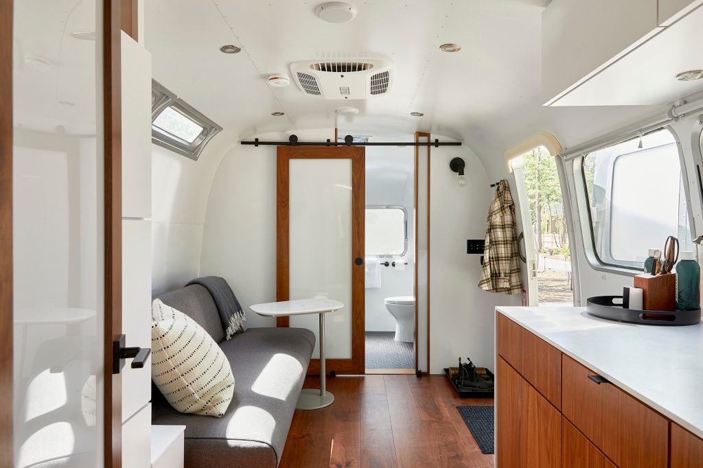 Inside an AirStream trailer at AutoCamp.