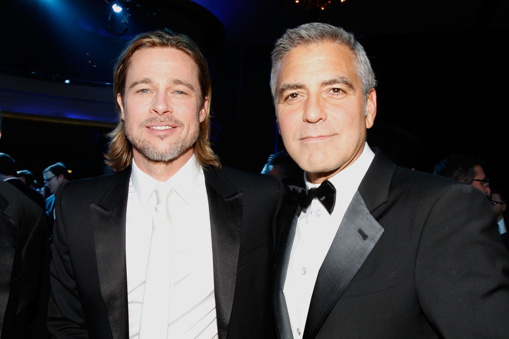  Actors Brad Pitt and George Clooney attend the 17th Annual Critics' Choice Movie Awards held at The Hollywood Palladium on January 12, 2012 in Los Angeles, California.  (Photo by Christopher Polk/Getty Images for VH1)