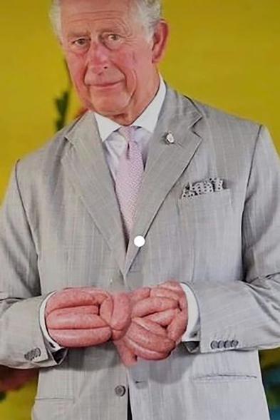 The cheeky kiwis had also posted a pic of Charles III that had been digitally altered so he sported sausages for fingers.