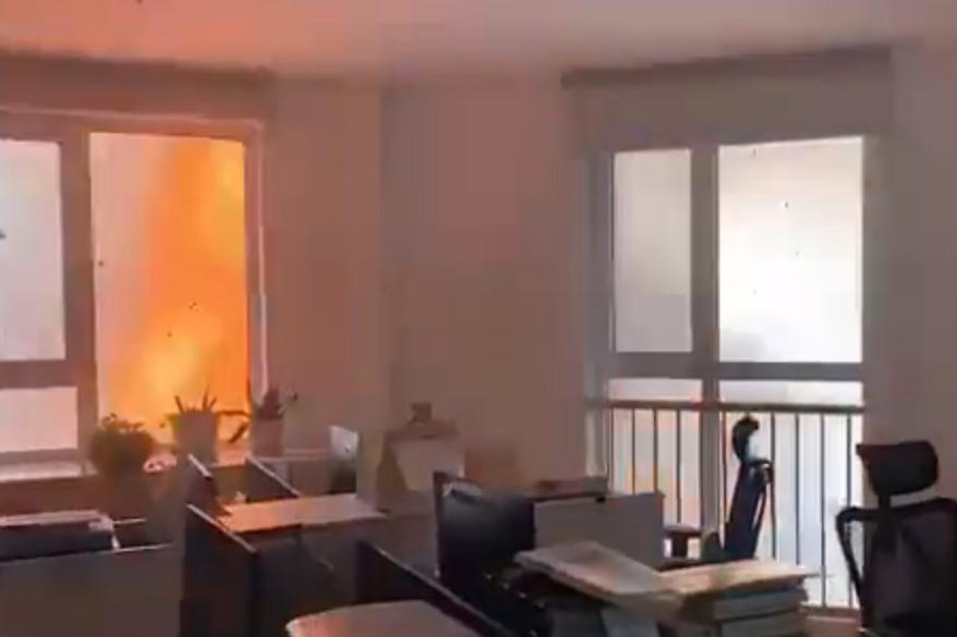 A view of the inside of an apartment in the burning building.