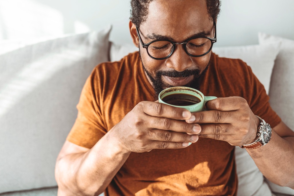 Man drinking coffee