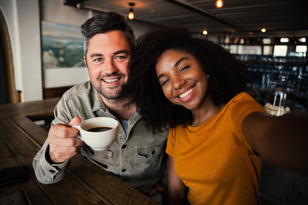 Couple drinking coffee