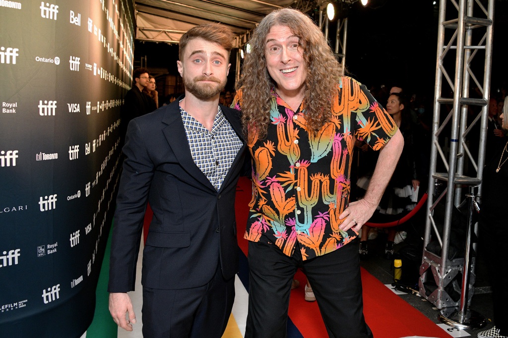 Daniel Radcliffe and 'Weird Al' Yankovic attend the "Weird: The Al Yankovic Story" Premiere during the 2022 Toronto International Film Festival at Royal Alexandra Theatre on September 08, 2022 in Toronto, Ontario. 