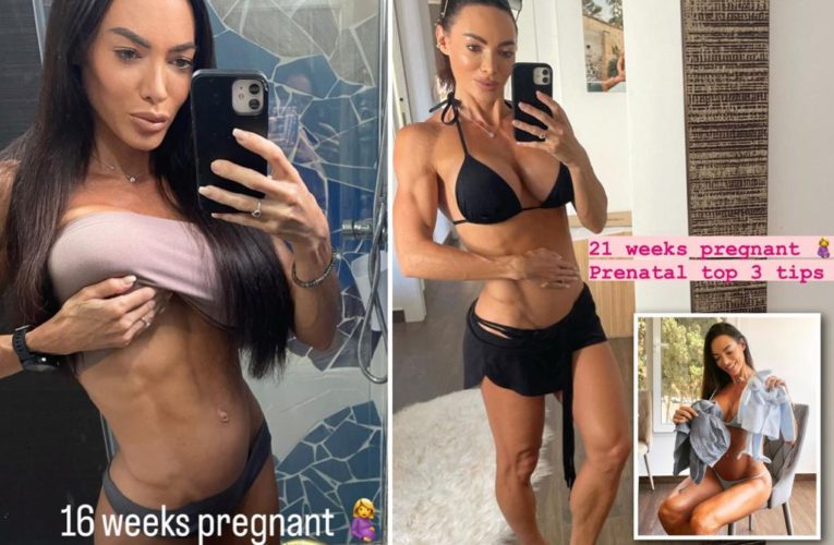 Fitness influencer Danni Levy, 38, shows off ripped baby bump