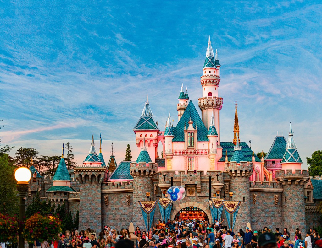 erica - October 23, 2016: Legendary Disney castle of sleeping beauty in Disneyland