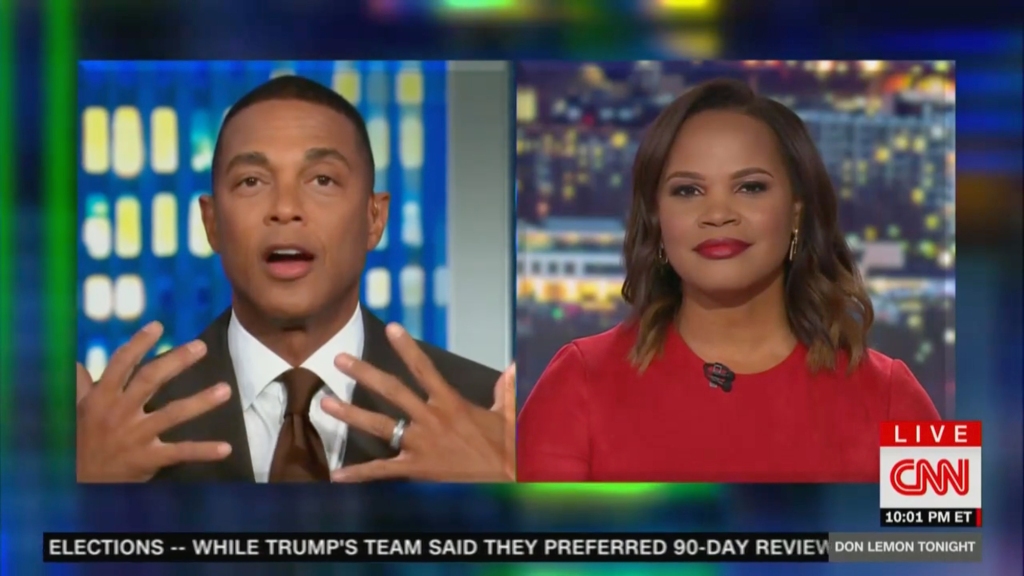 Don Lemon on a split screen with Laura Coates