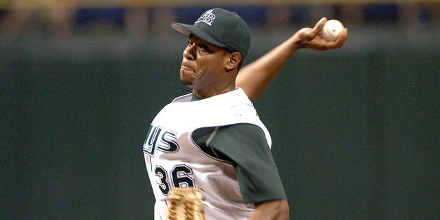 The Tampa Bay Devil Rays' Edwin Jackson pitches Aug. 1, 2006, in St. Petersburg, Fla. 